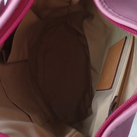 Coach F13357 Rugby Stripe Pink Leather Bucket Bag - Picture 9 of 12
